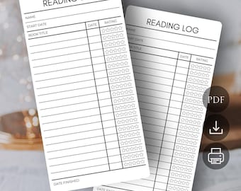Printable Bookmark Reading Log Book Tracker Library Card Design