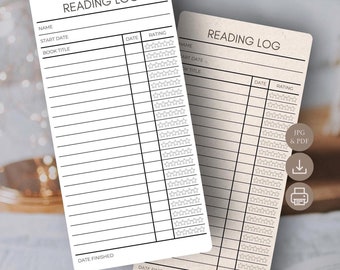 Printable Book Tracker Bookmark Reading Log Book Review Library Card Style
