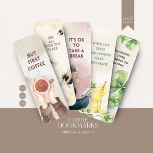 Printable Bookmark, Quote Bookmark, Sublimation Design PNG, Book Mark Printable, Digital Download Print and Cut, Book Lover Gift DIY Craft