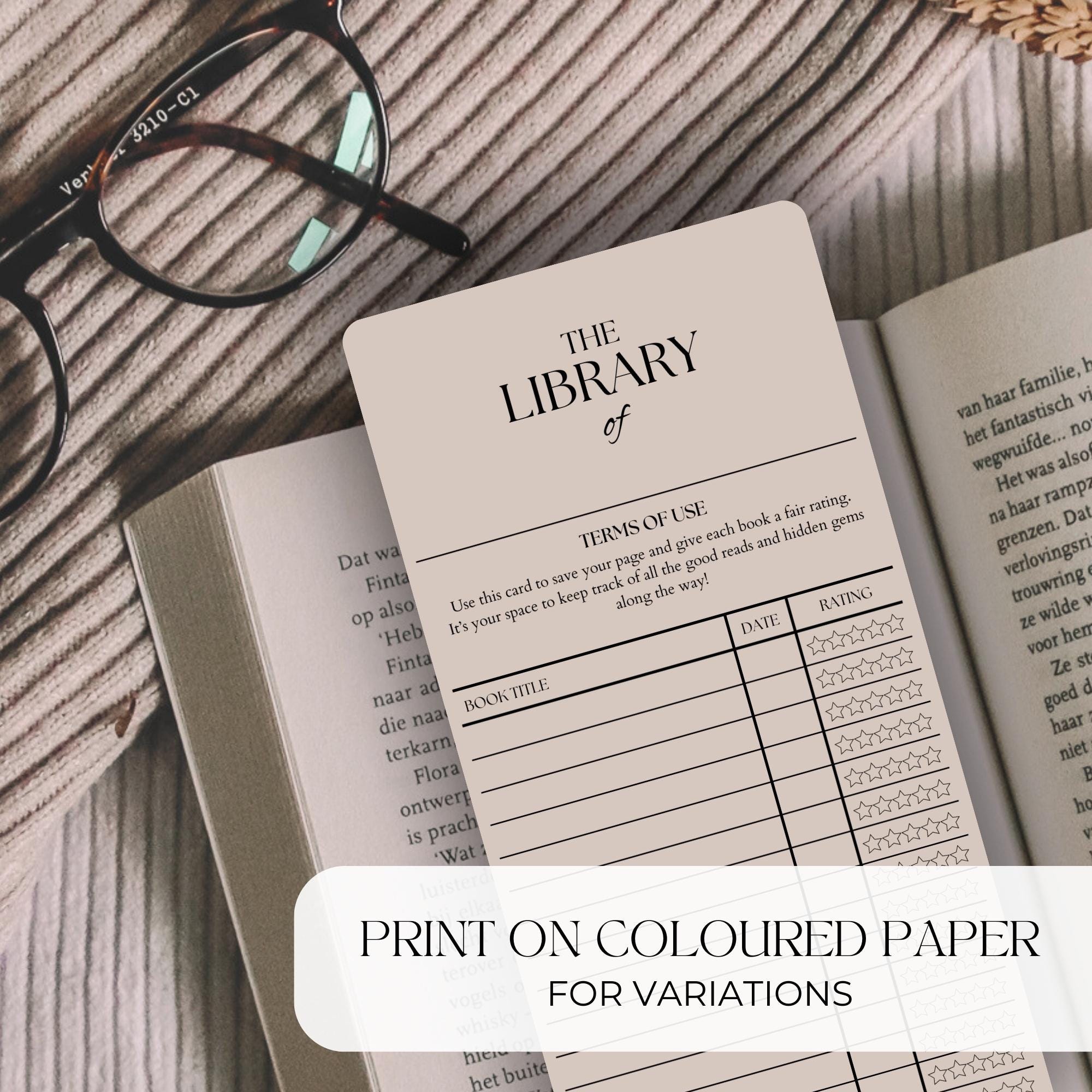 Library Card Bookmark Reading List Book Tracker Printable Book Club ...