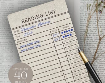 Reading List Bookmark Library Card Book Tracker Vintage Style