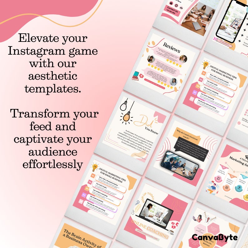 50 Business Coaching Instagram Templates for Canva Aesthetic Bright ...
