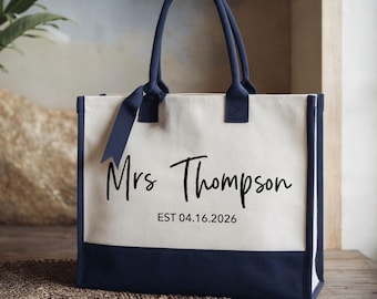 Personalized Wedding Tote Bag Mrs Bag Bridaly Party Favors Future Mrs Bride Wedding Accessories Wedding Keepsake Personalized Honeymoon Bag