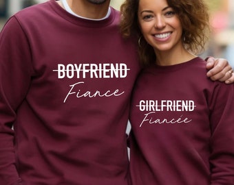 Boyfriend to Fiance Sweatshirt, Girlfriend to Fiancee Sweatshirt, Engaged Sweatshirts, Gift for Fiance, Couple Matching, Engagement Gift