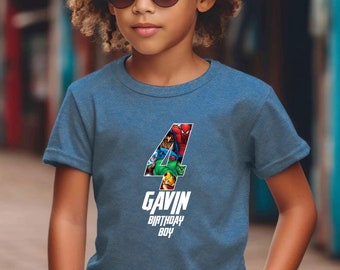 Superhero Birthday Shirt Kids Birthday Shirt Birthday Boy Shirt Personalized Shirts Super Hero Party Custom Birthday Gift Marvel Avengers