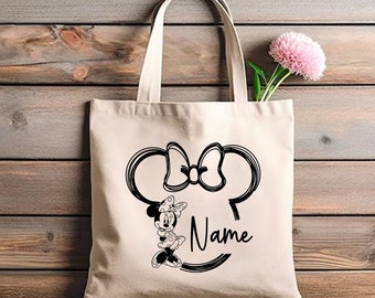 Custom Disney Tote Bag Name Tote Bag Personalized Tote Bag Disney Shoulder Bag Custom Gift Make Your Own Tote Bag Custom Bag Disney Gifts