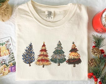 Comfort Colors Christmas Tree Shirt, HP Wizard Houses Christmas Tree Shirt, Happy Holidays, Christmas Magic, Christmas Pine Trees, Trendy