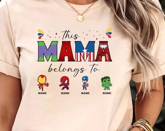 Custom Mama Shirt Superhero Mothers Day Gifts Wife Gifts Custom Gift For Mom Avengers Marvel Shirt Personalized Shirt Trendy Mom Shirt