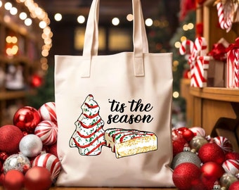 Christmas Tree Cakes Tote Bag Christmas Tote Bag Christmas Gift Xmas Gifts Tis The Season Christmas Bag Cute Tote Bag Family Christmas