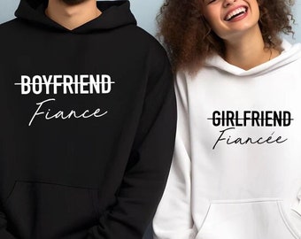 Girlfriend Fiancee Hoodie,Boyfriend Fiance Hoodie,Engagement Couple Sweater,Future Mr Mrs Hoodie, Couples Outfit Gift,Newly Engaged Gift