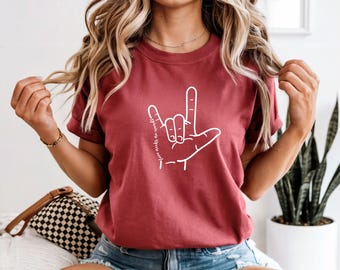 ASL Love Sign Comfort Colors Shirt Sign Language SLP Shirt ASL Shirt Teacher Appreciation Therapist Gift Christmas Gift Love Hand Sign