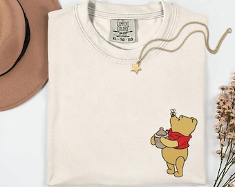 Disney Winnie The Pooh Embroidery Comfort Colors Shirt Disney Trip Embroidered Shirt Disney World Disney Vacation Classic Pooh Bear