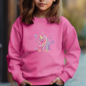 Unicorn Baby Girl Embroidered Sweatshirt Unicorn Party Unicorn Birthday Embroidery Design Gift For Daughter Kids Birthday Girls Sweatshirt