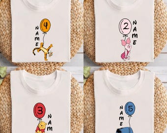 Disney Kids Birthday Shirt Custom Toddler Birthday Party Shirts Winnie The Pooh Tigger Piglet Eeyore Disney Birthday Trip Birthday Boy Girl