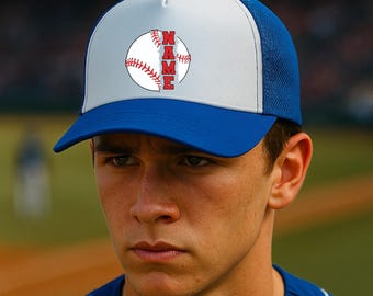 Custom Baseball Hat Personalized Name Game Day Trucker Cap Snapback Hat DTF Hat Baseball Mom Baseball Trucker Hat Baseball Team Gift