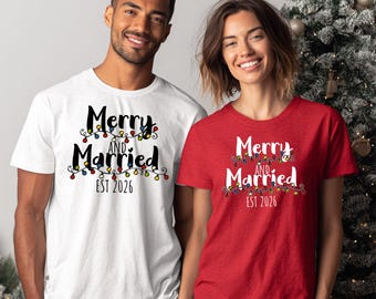 Husband And Wife Christmas Matching Couple Shirts Christmas Wedding Couples Gift Christmas Wedding Anniversary Shirt Just Married Gift