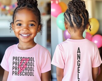Custom Kids Name Back to School Shirt Pre School First Day of School Shirt Grade Level Shirts Personalized  School Shirt 1st Day of School