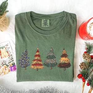 Comfort Colors Christmas Tree Shirt, HP Wizard Houses Christmas Tree Shirt, Happy Holidays, Christmas Magic, Christmas Pine Trees, Trendy