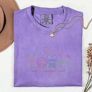 Disneyworld Theme Park Shirt Disney Parks Embroidery Shirt Magic Kingdom Wonderful World Comfort Colors Disney Trip Outfit Womens Disney image 9