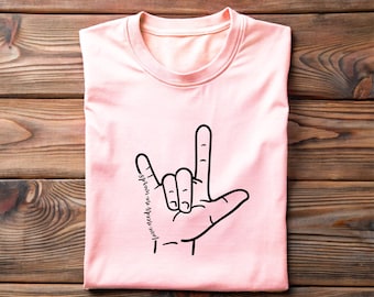 ASL Love Sign Shirt Love Needs No Words American Sign Language Love Sign Matching Shirts Christmas Gift for Family Valentine Husband Wife