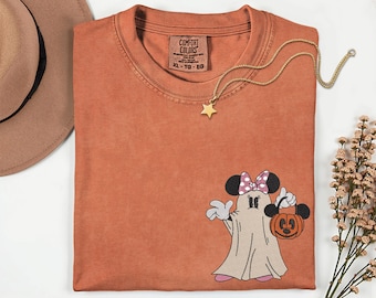 Disney Halloween Embroidered Shirt Minnie Mickey Mouse Comfort Colors Disney Trip Family Matching Couple Spooky Season Embroidery Shirt