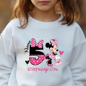Custom Minnie Mouse Birthday Sweatshirt Kids Disney Birthday Party Birthday Girl Birthday Boy Mickey Mouse Disney Birthday Trip Gift