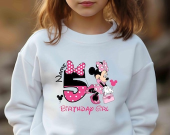 Custom Minnie Mouse Birthday Sweatshirt Kids Disney Birthday Party Birthday Girl Birthday Boy Mickey Mouse Disney Birthday Trip Gift
