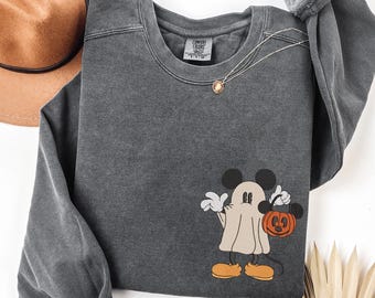 Disney Halloween Embroidery Sweatshirt Mickey Mouse Minnie Mouse Disney Embroidered Sweater Disney Trip Couple Matching Disney Vacation