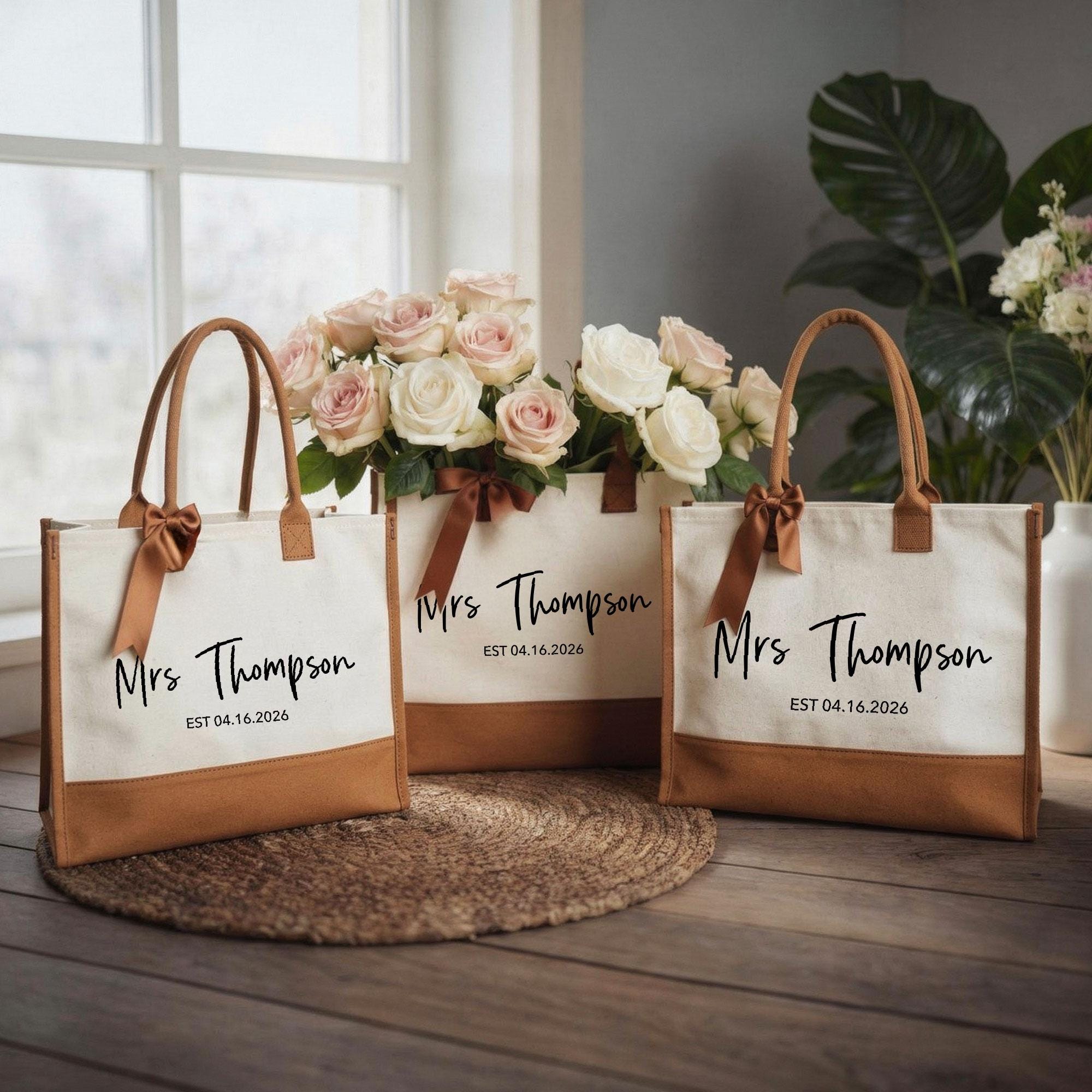Personalized Wedding Tote Bag Mrs Bag Bridaly Party Favors Future Mrs ...