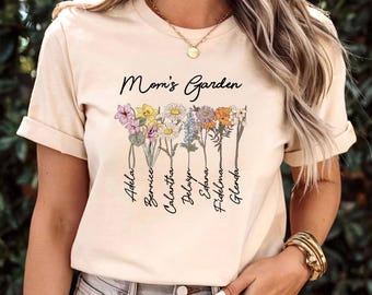 Personalized Birth Month Flowers Shirt Moms Garden Mothers Day Wife Gifts Mother Daughter Gift Custom Gift For Mom Gift For Grandma
