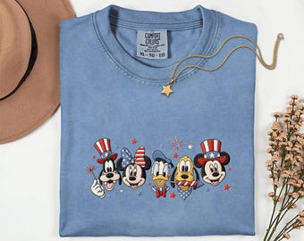 Disney Characters Embroidery America Shirt Mickey And Friends Embroidered Comfort Colors Disney 4th Of July Family Matching Shirts USA 250