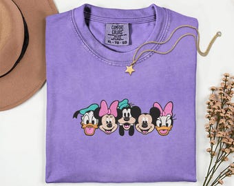 Disney Characters Embroidery Shirt Mickey And Friends Embroidered Comfort Colors Disney Vacation Family Matching Shirts Womens Disney