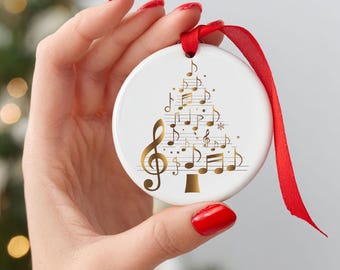 Christmas Tree Music Notes Ornament Music Lover Ceramic Ornament Piano Gifts Music Teacher Gifts Holiday Ornament Christmas Musician Gifts