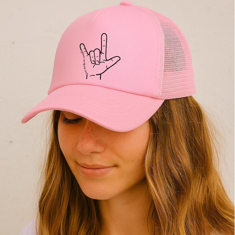 Sign Language For Hat Love Sign Trucker Cap ASL Love Sign Language Hat Snapback Hat American ...
