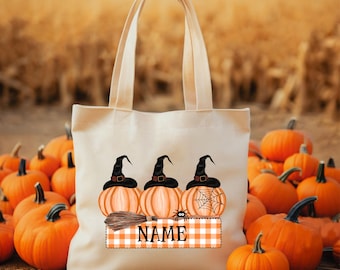 Custom Kids Halloween Bag Trick Or Treat Halloween Gift Spooky Season Halloween Tote Personalized Gift Kids Tote Bag Halloween Candy Bag