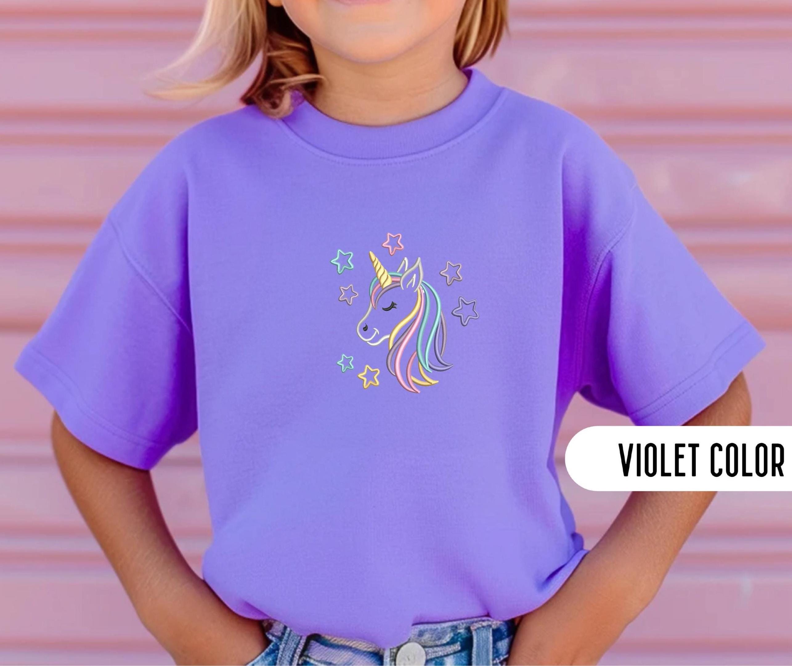 T-Shirt Licorne 6 Ans Fille - Cadeau Anniversaire - 100% Coton - Manches Courtes