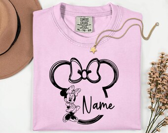 Custom Name Disney Comfort Colors Shirt Minnie Mouse Mickey Mouse Disney Vacation Disneyland Shirt Disney Family Trip Matching Shirts
