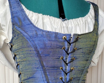 B1858 - "Luthien"-Bust 34-37 inches -  Waist 26.5-29.5 inches - Ready to Ship - Silk Ladies Bodice - Renaissance - Handmade - (P6)