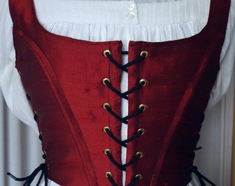 Made to Measure - "Alannah Dupioni Silk Bodice - Handmade - Renaissance Ladies Bodice - Living History