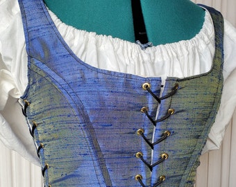 Made to Measure - "Luthien" Dupioni Silk Bodice - Handmade - Renaissance Ladies Bodice - Living History