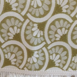 Fantastic vintage Italian bedcover, white and olive green coverlet, throw blanket Italy, 1960s