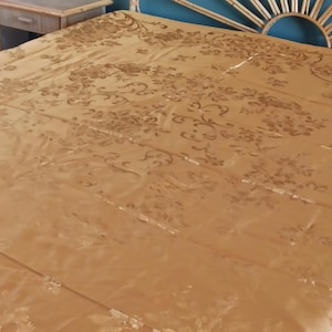 Vintage Italian bedcover, warm golden coverlet, Italy, 1960s, fantastic fringe
