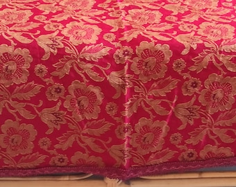 Vintage Italian bedcover, ruby red and gold coverlet, Italy, 1960s