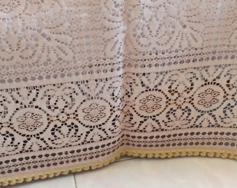 Beige lace bedcover, 1960s, vintage Italian coverlet