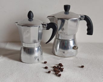 Pair of classic moka pots, one Bialetti and one nameless.