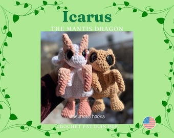 Icarus de bidsprinkhaandraak amigurumi pdf-patroon