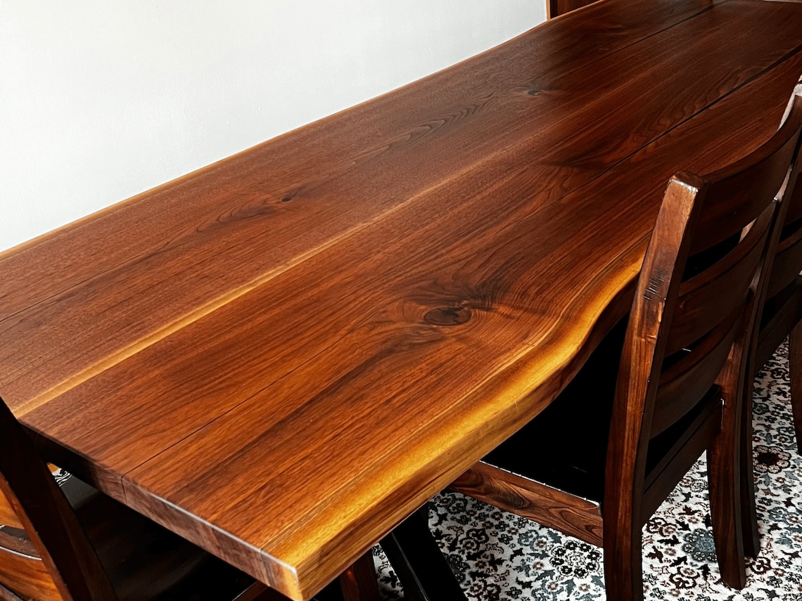 Walnut Dining Table, Live Edge Table, Handcrafted Dining Tables, Made ...