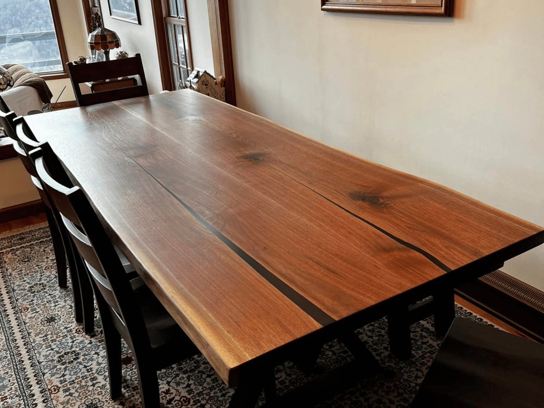 Walnut Dining Table, Live Edge Table, Handcrafted Dining Tables, Made