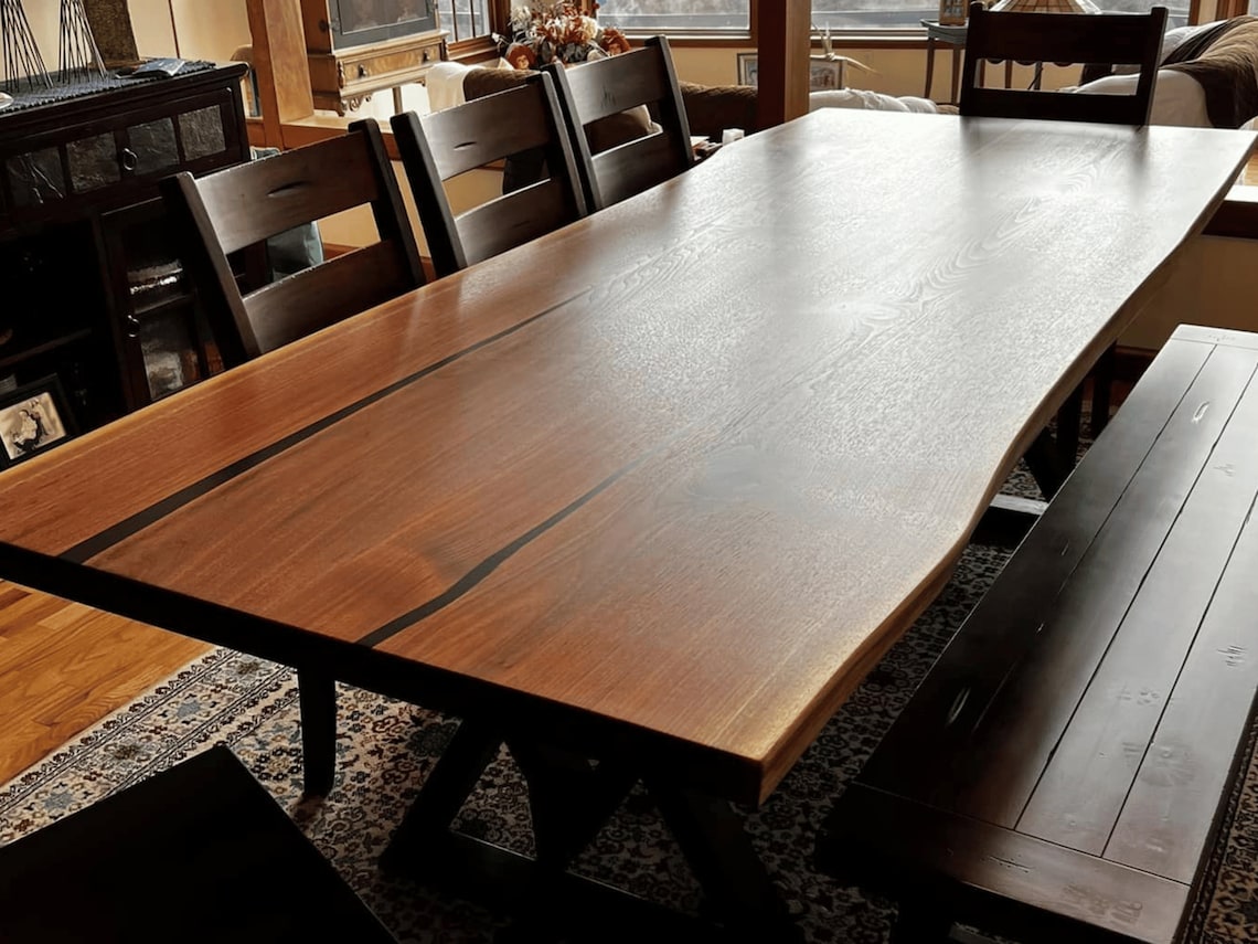 Walnut Dining Table, Live Edge Table, Handcrafted Dining Tables, Made