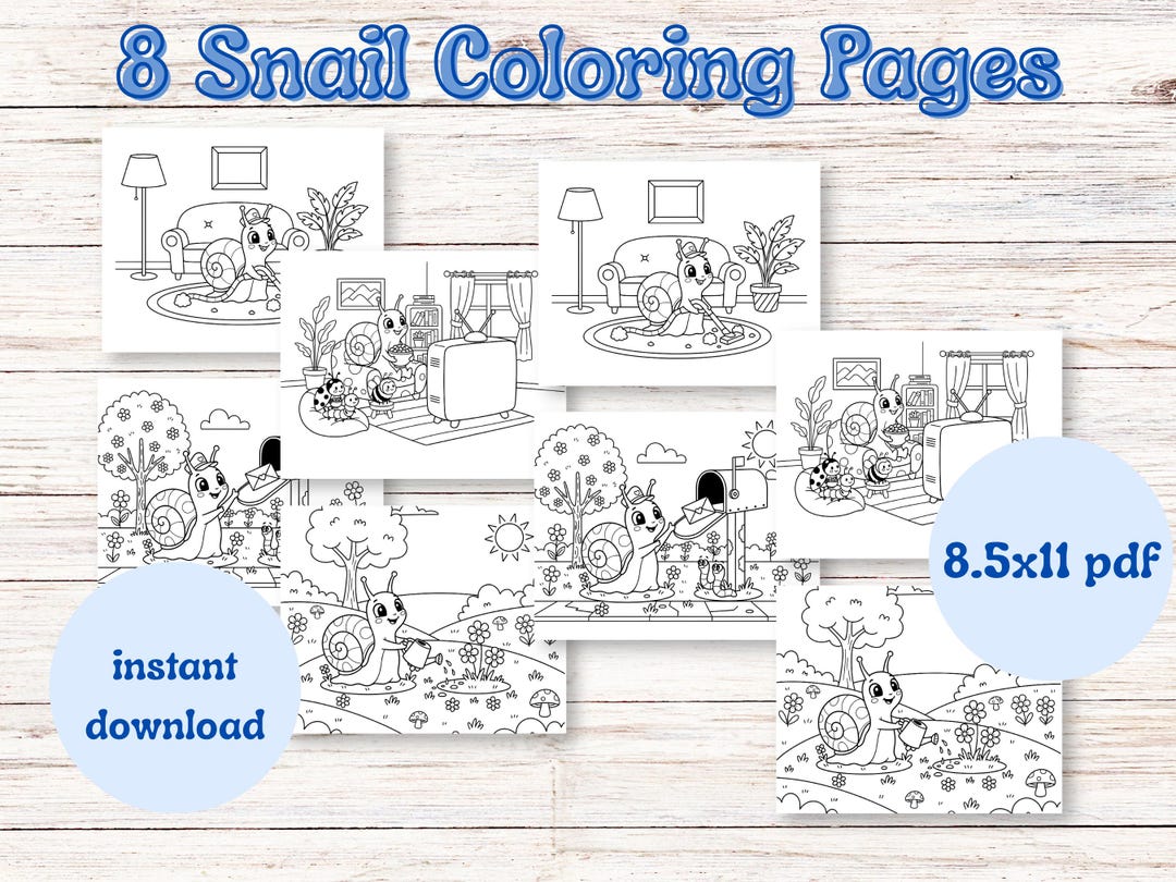 Snail Coloring Pages for Kids Waiting Room Activity, Stress Relief ...